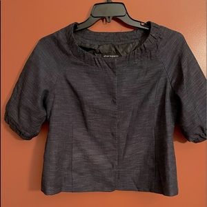 Jacket/Shrug,Size 14,Blue,Snap Front,Short Sleeve